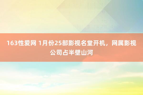 163性爱网 1月份25部影视名堂开机，网属影视公司占半壁山河