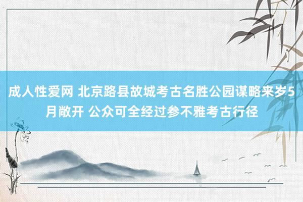 成人性爱网 北京路县故城考古名胜公园谋略来岁5月敞开 公众可全经过参不雅考古行径