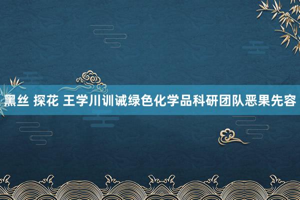 黑丝 探花 王学川训诫绿色化学品科研团队恶果先容